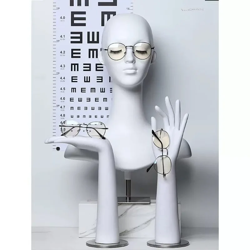 White Gold or Silver Female Mannequin Head with Hands For  Jewelry Display Stand Hat Wig Scarf Bracket