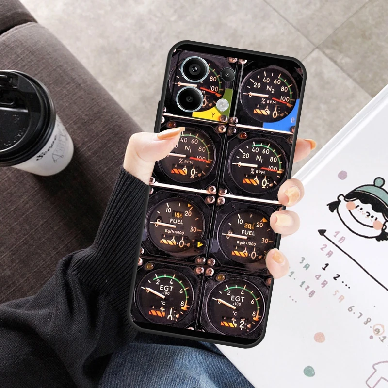 Aviation Helicopter Cockpit Instrument Cover For Xiaomi Redmi Note 14 Pro 9 10 11 12 13 Pro 12S Case For Redmi 14C 12C 10C 13C