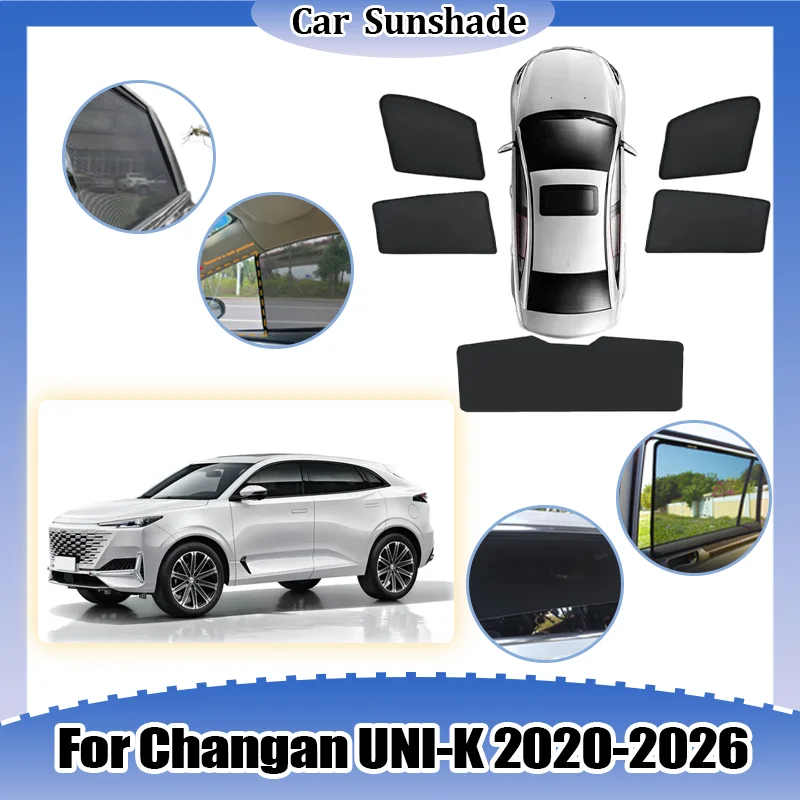 

For Changan UNI-K 2020-2026 Car Mesh Sunshade UV Protection Window Breathable Privacy Curtains Sun Net Shading Auto Accessories