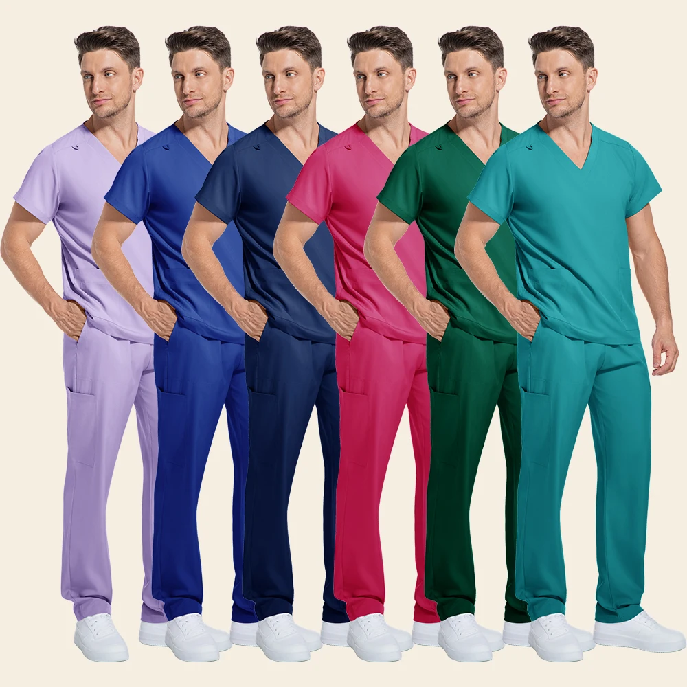 ナース V ネックスクラブ制服ユニセックススクラブジョガー看護師アクセサリー速乾性病院制服看護用品作業服男性