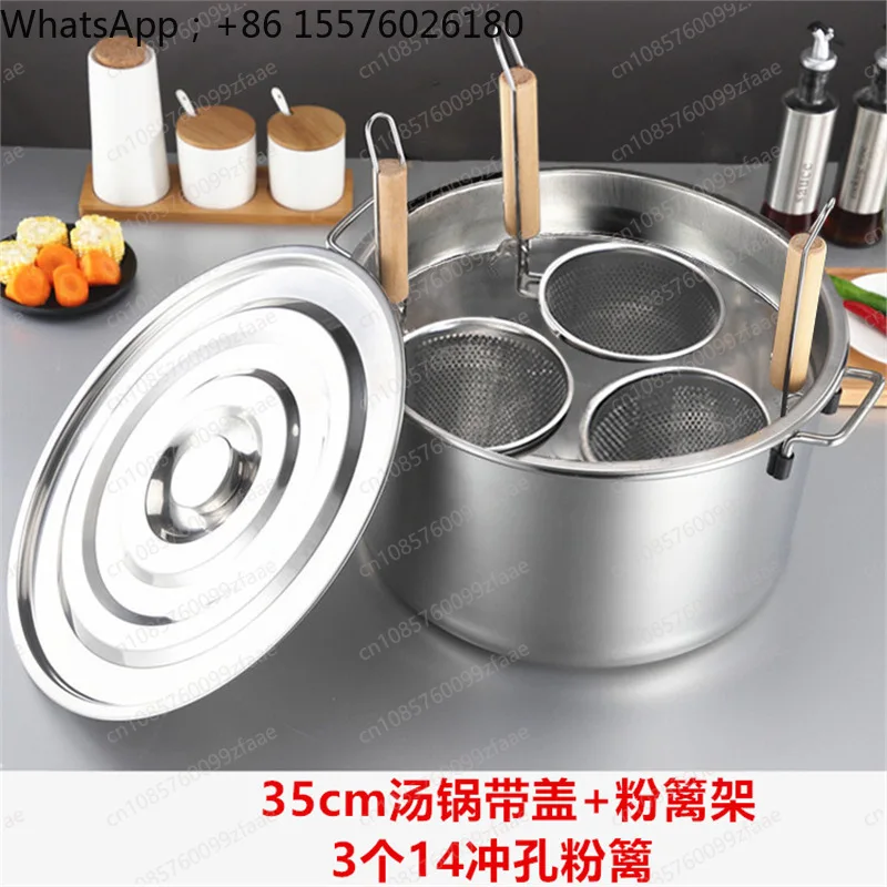 Stainless Steel Large Capacity Noodle Pot & Soup Bucket, Induction Cooker Compatible, for Stewing & Soup Making