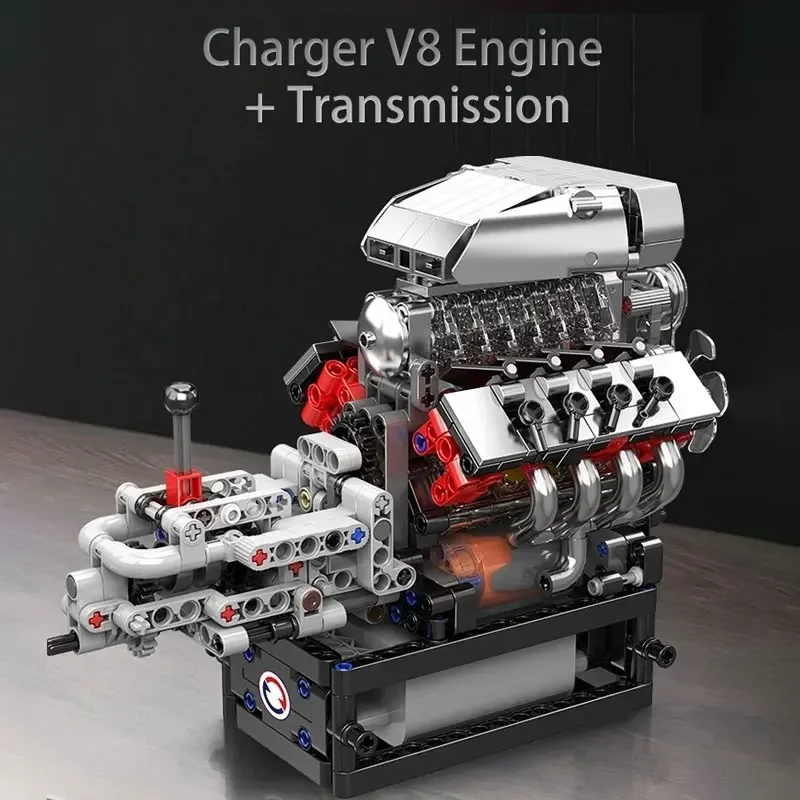 โมเดลเครื่องยนต์ดอดจ์ V8 ของ Mould King 10225 - ชุดประกอบ 855 ชิ้น พร้อมระบบเกียร์ เหมาะเป็นของขวัญสำหรับผู้ที่ชื่นชอบรถยนต์และผู้ที่ชื่นชอบวิทยาศาสตร์และวิศวกรรมศาสตร์