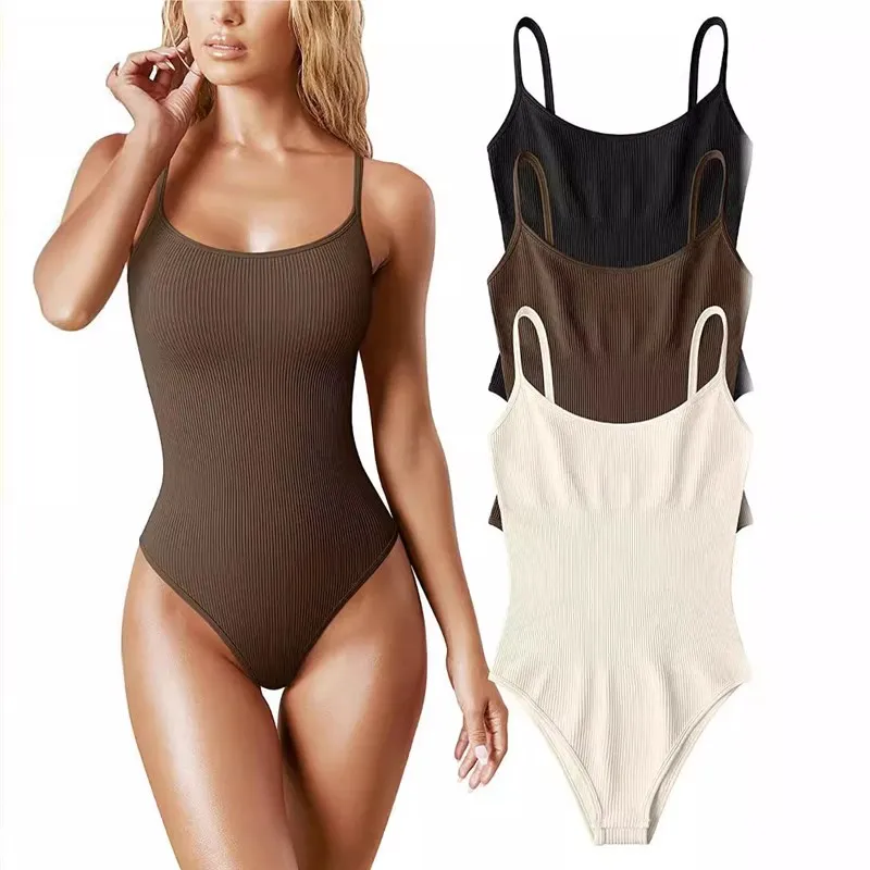 

Sexy Tight Yoga Bodysuit Women's Svel Tank Top Teaded Design Elastic Waist Boting irt Fitn Gym Wear