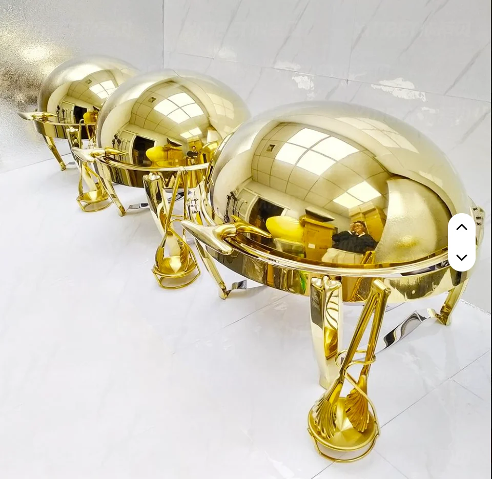 1pcs Gold Hanging Hinged Lid Chafing Dish Buffet Set For Catering Pour Buffet Stainless Steel Food Warmer Luxury Chafing Dishes