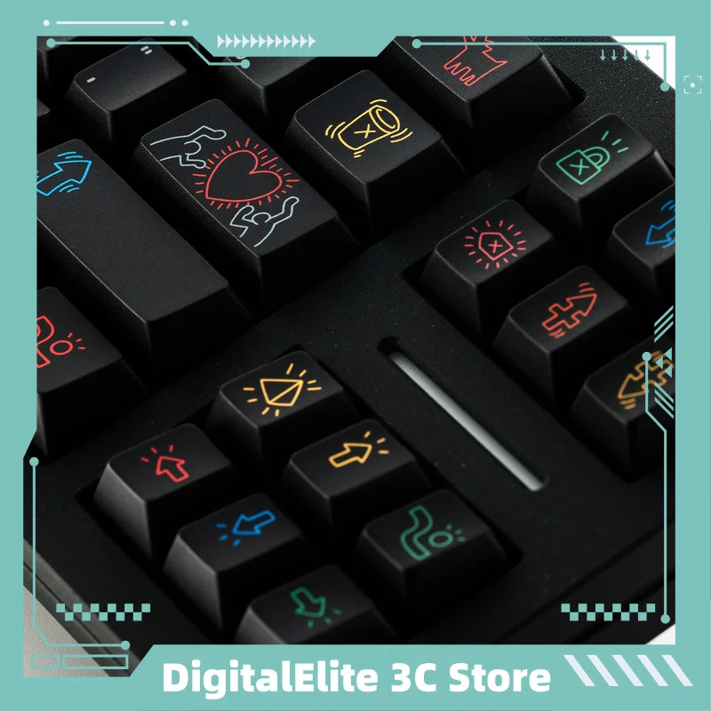 

FBB оригинальный набор граффити 145 клавиш, утолщенный 1,7 мм материал PBT, темный корпус Haring, черный магнитный переключатель, аксессуары для клавиатуры