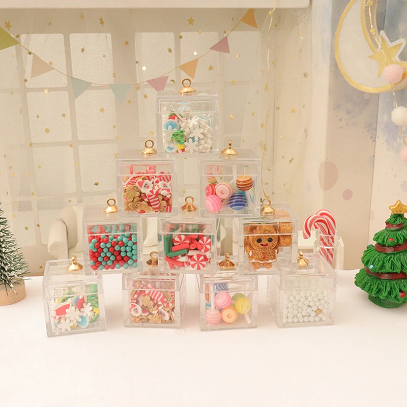 Dollhouse Simulation Christmas Candy Cookies Gift Box Model Dollhouse Kitchen Dessert Decoration Dolls House Food Accessories