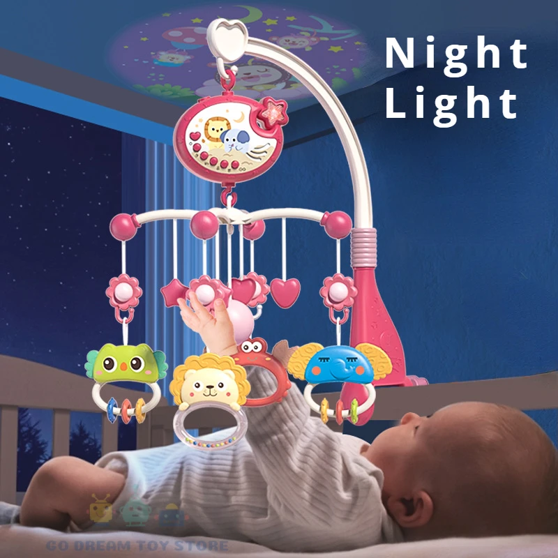 Baby Crib Mobile Rattles Toys Remote Control Star Projection Timing Newborn Bed Bell Toddler Carousel Musical Toy 0-12M Gifts