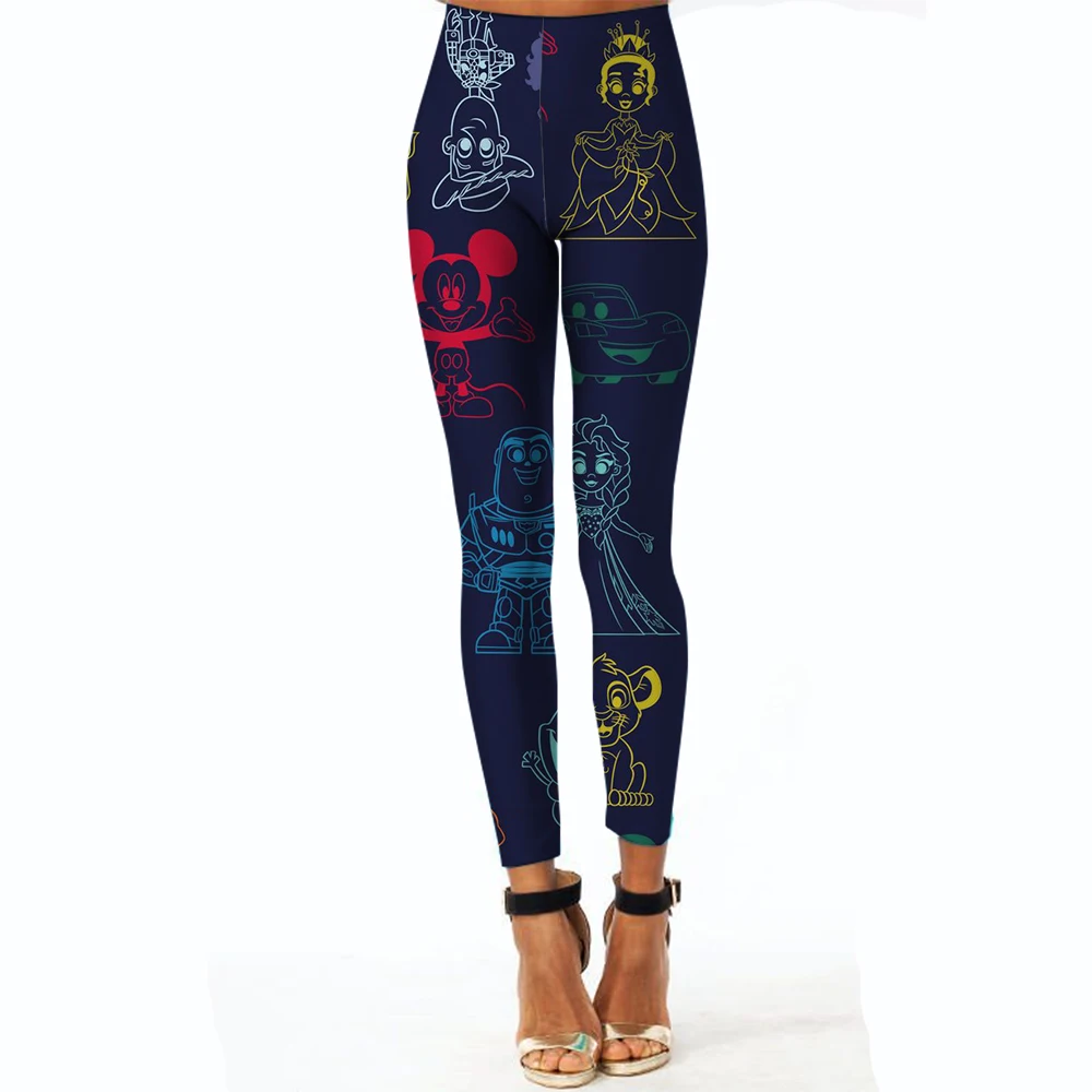 Leggings deportivos y fitness para mujer con estampado de dibujos animados de Disney, pantalones de yoga elásticos y sexys para entrenamiento, correr, gimnasio, secado rápido