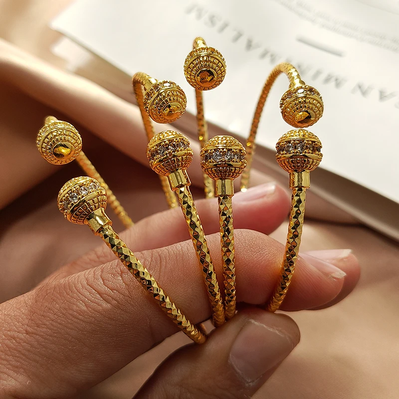 Gold Color Bangles For Women Girls Wedding Bracelet Bangles African Bridal  Jewelery Bijoux Femme wedding Bangles jewelry