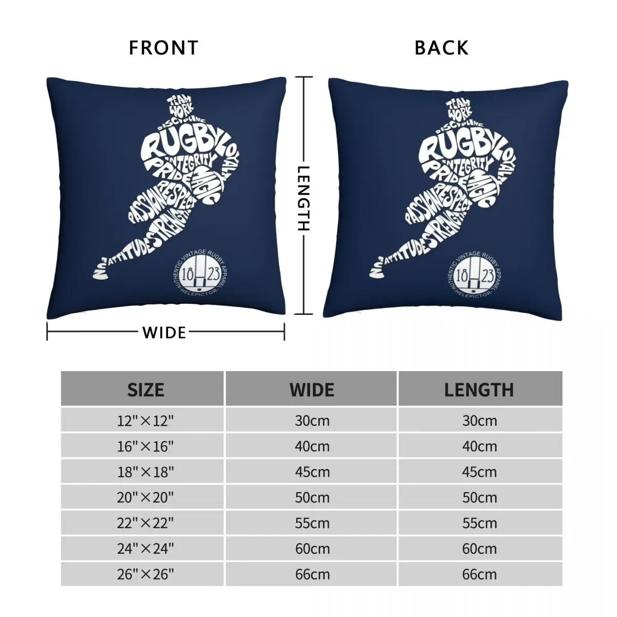 Rugby World Pillowcase Polyester Linen Velvet Printed Zip Decor Home Cushion Cover