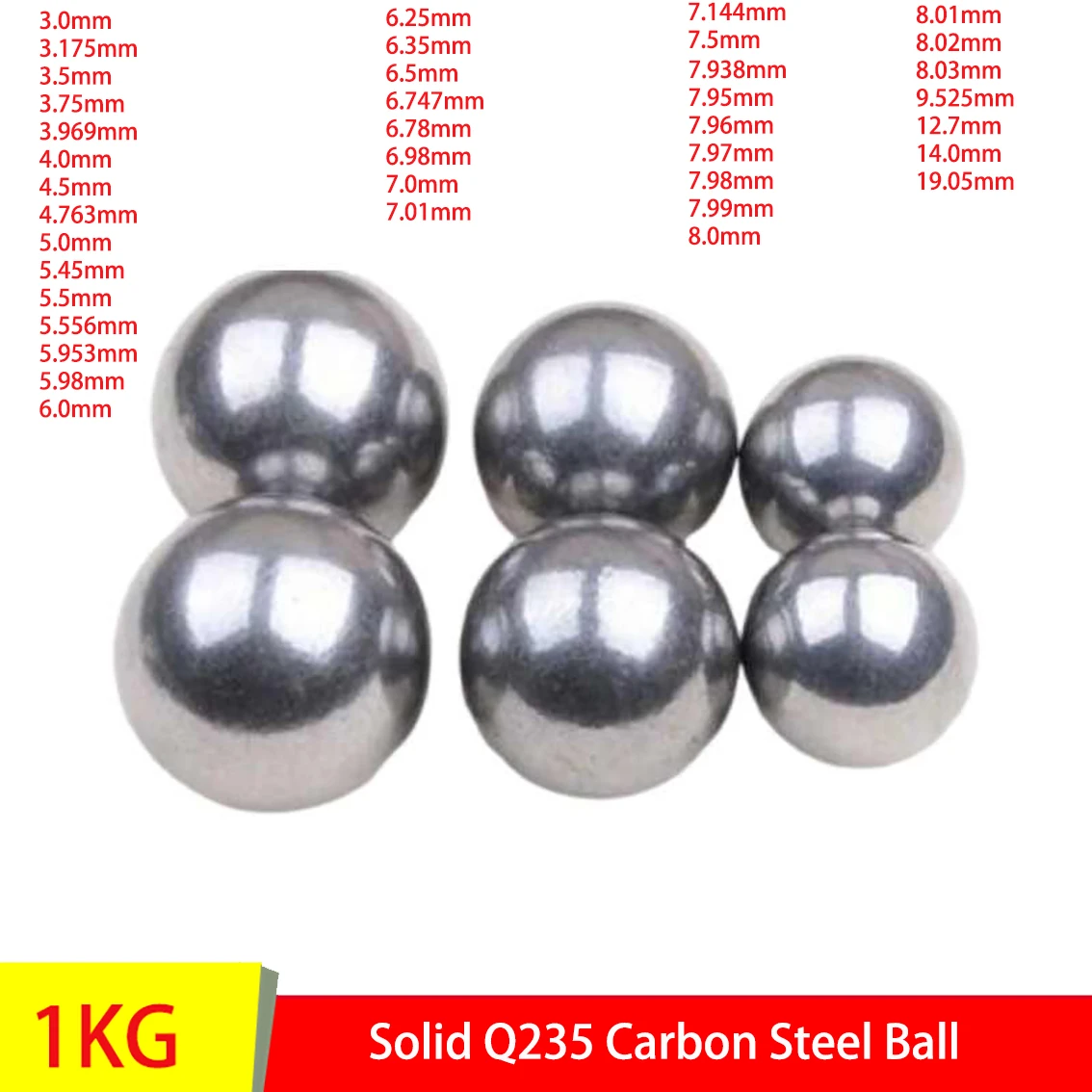 

1KG Dia 3/3.175/3.5/3.75/3.969/4/4.5-19.05mm Hardened Solid Q235 Carbon Steel Ball G100 High Quality Smooth Round Iron Beads