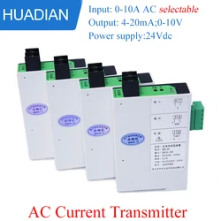 Transductor de corriente CA con ajuste cero y alcance, entrada CA 0-5A CC 0-10V Salida Transmisor de CA Sensor de corriente