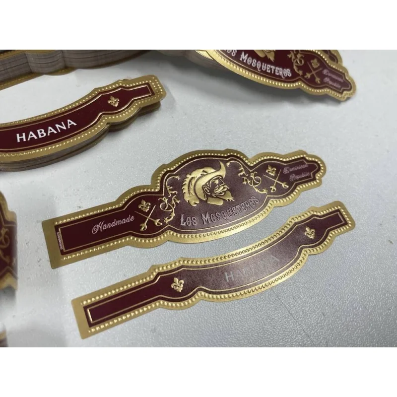 Custom. Custom art paper cigar label stickers foil printed with hot stamping rollflexography/soy ink/digital printing