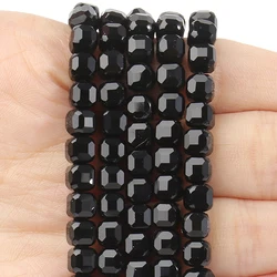 5mm Cube Beads Natural Black Agate Faceted Square Shape Beads for Jewelry Making Diy Bracelet Necklace Beading Accessories