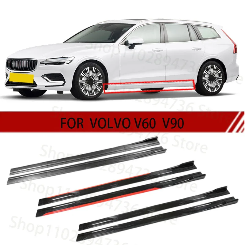 FOR VOLVO V60  V90 2M Car Side Skirt Extension Plate Lip Separator Bumper 2.18M Racing Side Spoiler