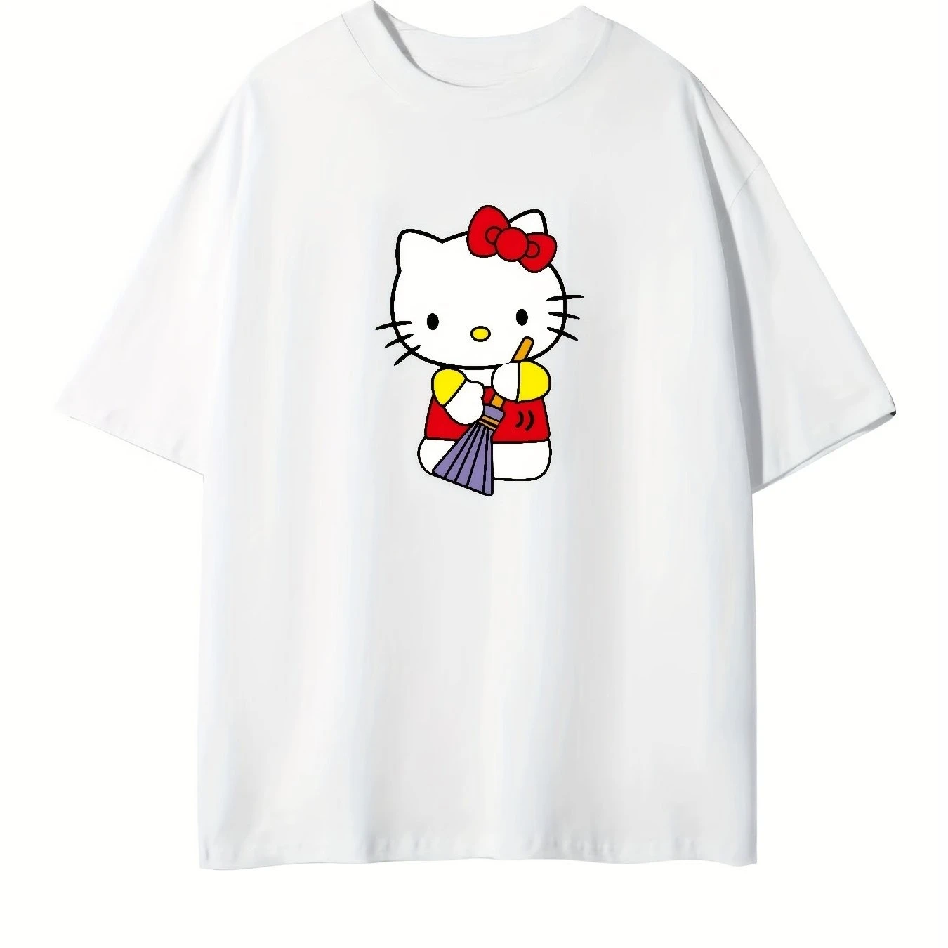 

Hello Kitty Graphic Printing Summer Autumn Winter Cotton Men's and Women's T-Shirts Short Sleeves Luxury Outdoor Sports Brand
