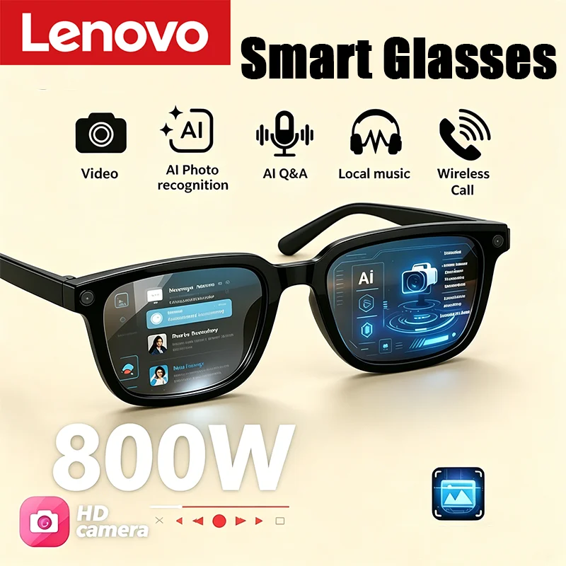 

Lenovo AI Smart Glasses AI Translation 8MP HD Camera 8K Shooting Image Bluetooth Call Recording Music Smart Sunglasses