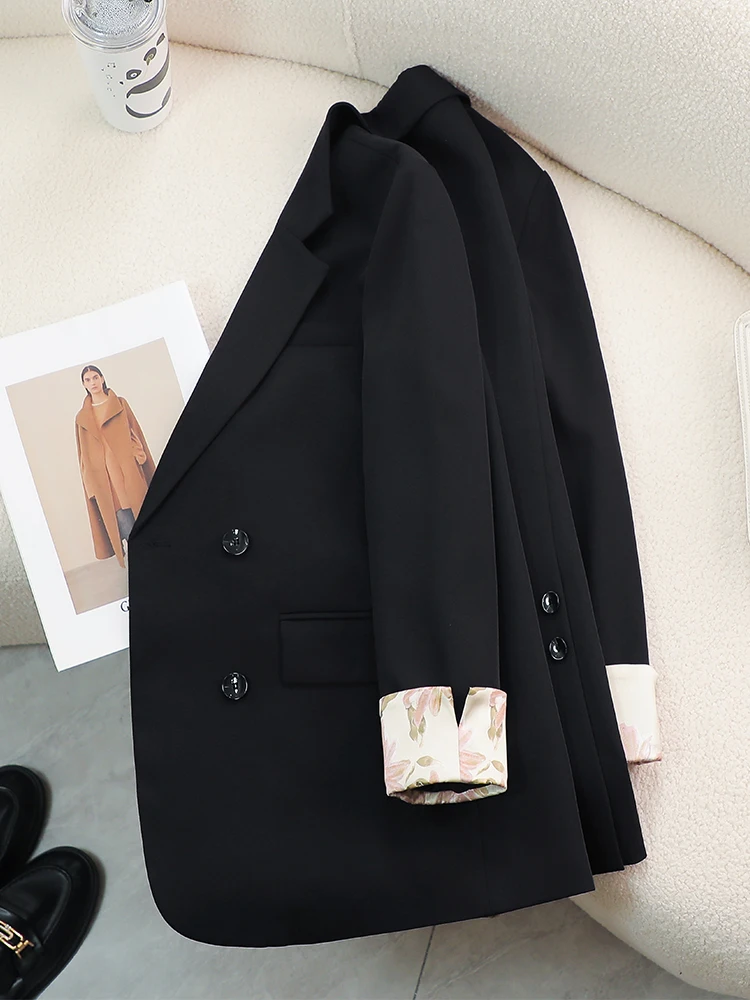 Fashion Autumn Winter Ladies Loose Blazer Women Pink Beige Black Long Sleeve Casual Female Jacket Coat