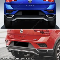 Car Rear Bumper Diffuser Lip Side Spoiler Splitter Cover For Volkswagen T-Roc Mk1 SUV 2017-2021 Gloss Black ABS Body Kit Tuning