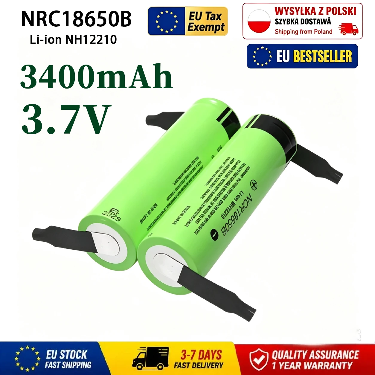 3,7V 3400mAh 25A Hochleistungs-18650-Lithium-Akku, Neue NRC 18650 34B 18650 Batteriezelle für Elektrowerkzeuge DIY-Akkupack