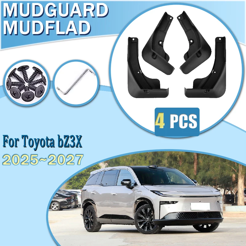 

For Toyota bZ3X Accessories 2025 2026 2027 Car Rear Set Splash Guard Front Rear Fenders Mud Guard Splash Mudguard Mudflaps Parts