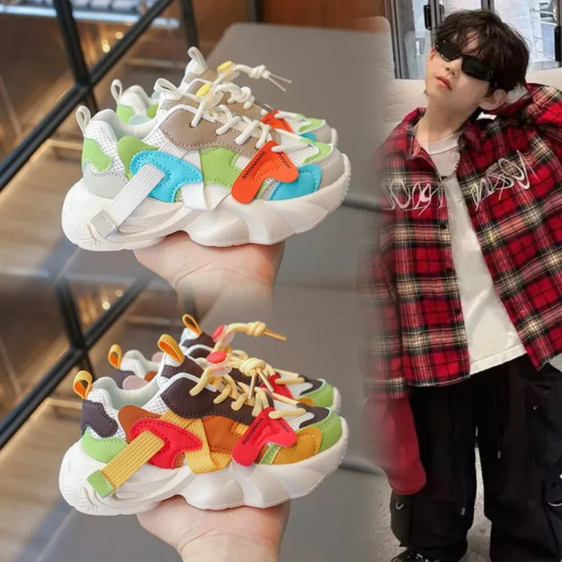 

Trend Fashion Children's Sport Shoes PU Leather Teenager Kids Sneakers Colorful Boy's Girl's Running Footwear Sportschuhe Kinder