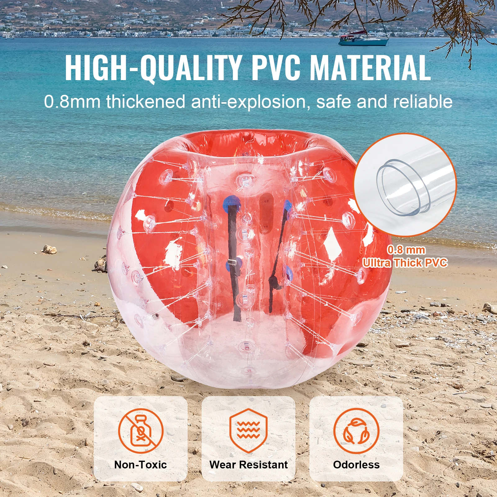 SucceBuy 5FT/1,5M aufblasbarer Bumper Ball BBody Bubble Zorb Ball für Teenager & Erwachsene Body Bubble Soccer Ball PVC Hamster Bubble Ball