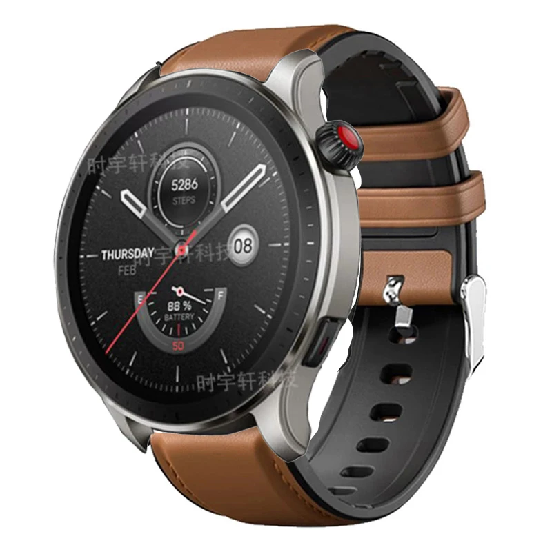 22 مللي متر سيليكون جلدية حزام (استيك) ساعة ل Huami Amazfit GTR 4/3/2/2e/47 مللي متر/تيرة/ستراتوس 3 2 حزام سوار GTR4 GTR3 برو مربط الساعة