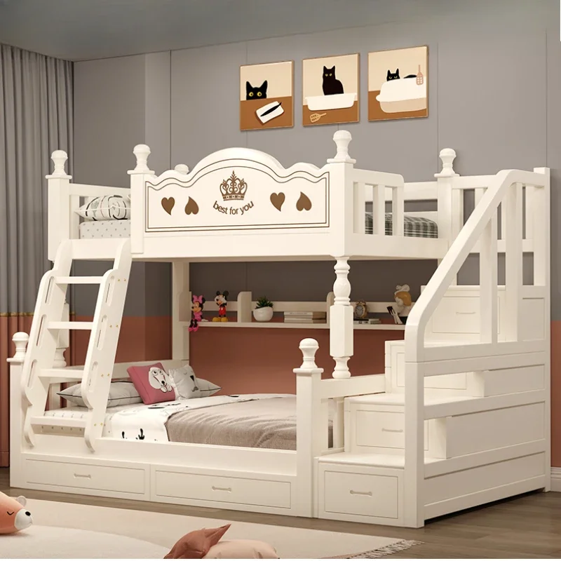 

For Luxury 2 Drawers Double Bed Portable Modern Full Size Frames Bunk Beds Queen Children Modern Cama De Casal Bedroom Furniture