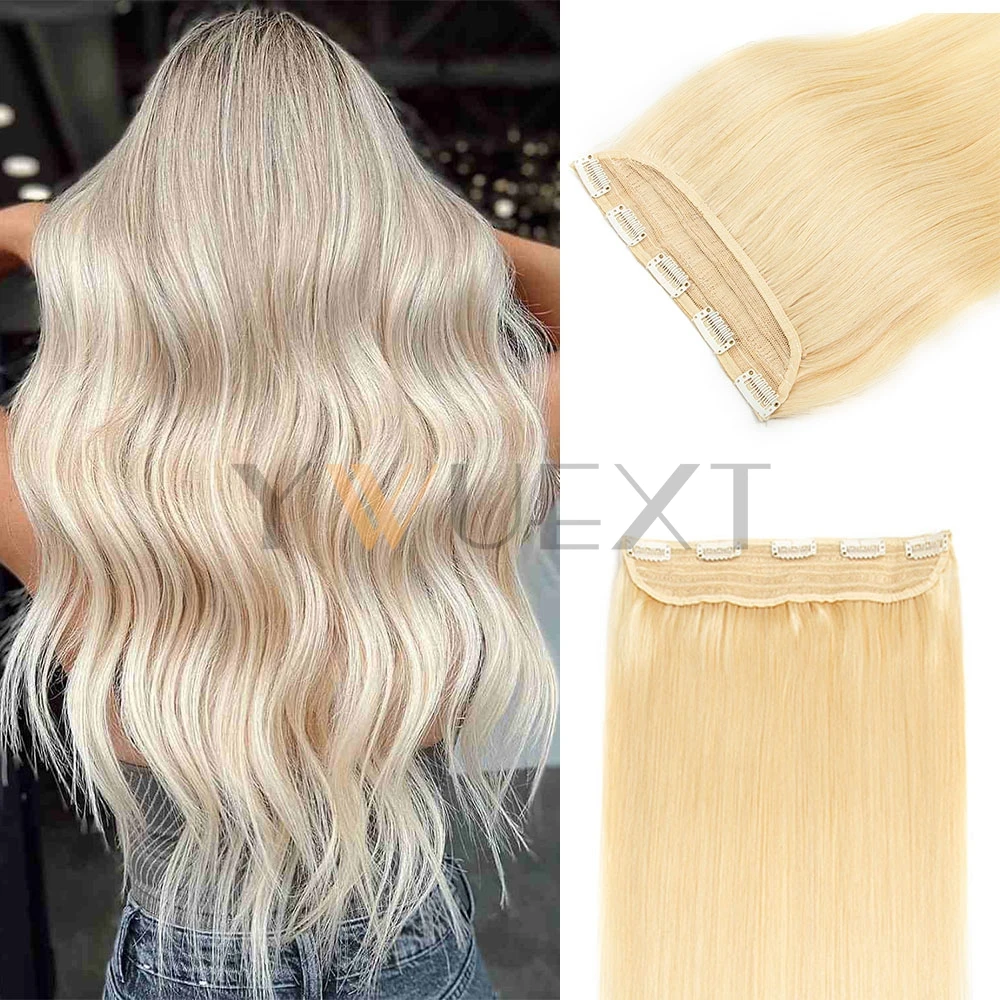 

Clip in Human Hair Extensions 14"-22" Machine Remy Hair In One Piece 5 Clips On Straight Natural Lace Weft Hair Pieces 80-100G