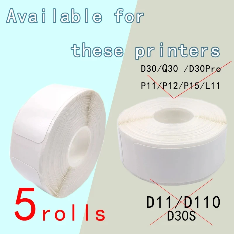 5PK P15  label Paper  P11 Adhesive15*50white Lable tape Suit for Pristar P15  D30 P12Label tape  D30 Thermal Label