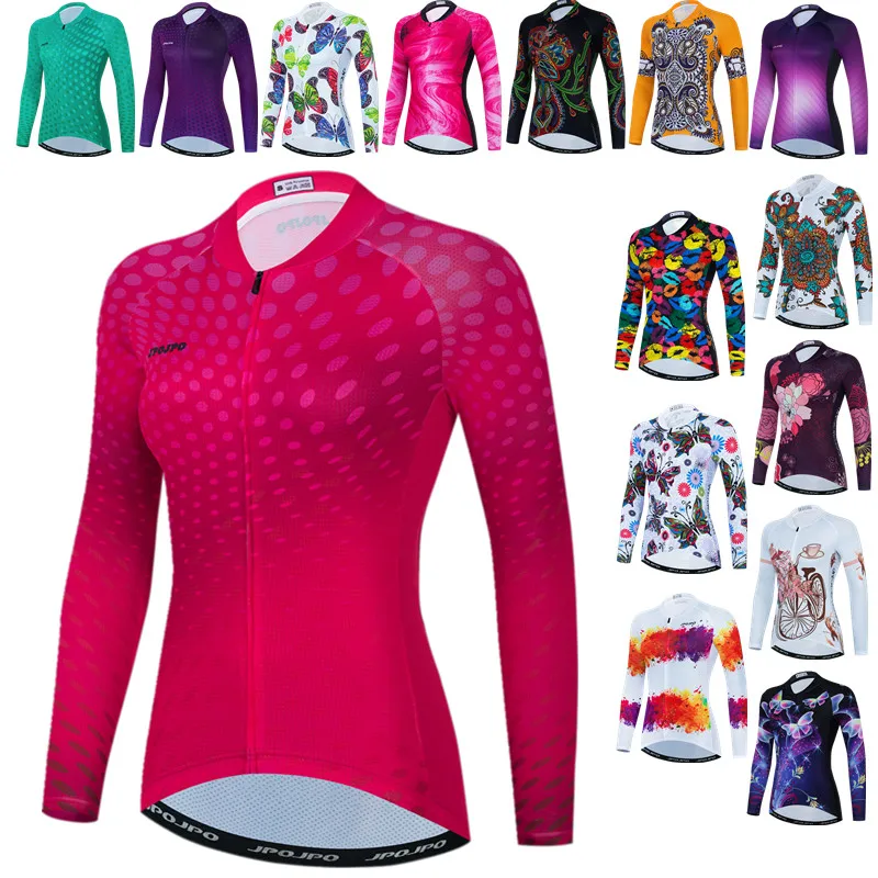 Red Cycling Jersey Long Sleeve Women 2022 Pro Team Cycling Shirt Full Sleeve Bike Wear Spring Bicycle Clothes MTB Bike Jacket