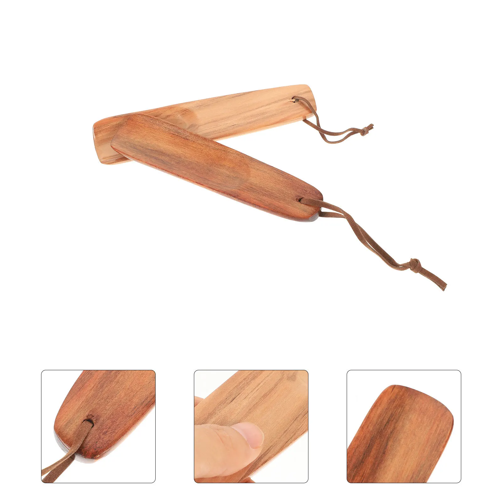 

2Pcs Wooden Shoe Horn for Seniors and Pregnant Women Ergonomic Design Smooth Edges Easy Shoe Wearing Tool Portable Travel