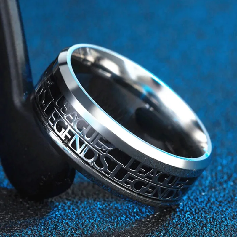 League of Legends Stainless Steel Ring for Men Fashion Game-Themed Commemorative Personality Ring New Arrival