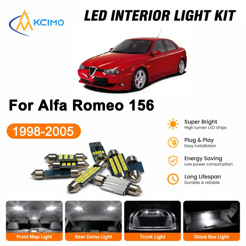 Plug and Play Interior LED Lighting For Alfa Romeo 156 1998-2005 Super Bright Map Dome Lamp Auto Accessories Direct Fit