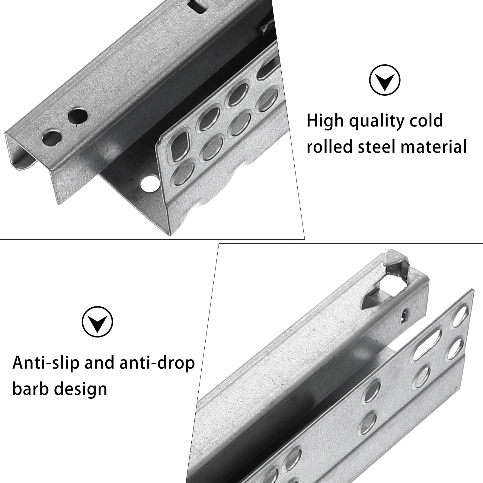 

2pcs Cold Rolled Steel Thickened Silent Buffer Drawer Slide Rails Heavy Duty Rust Resistant Hidden Side Cabinet for Cupboard
