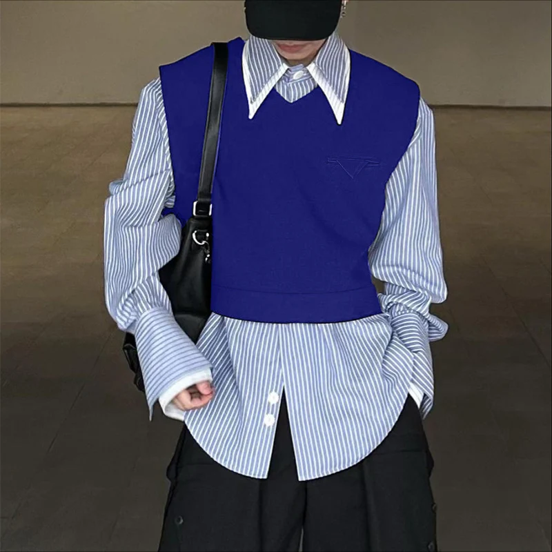 INCERUN 남성 조끼 솔리드 컬러 오넥 민소매 백리스 홀로우 아웃 조끼 남성 스트리트웨어 루즈 패션 남성 조끼 S-5XL