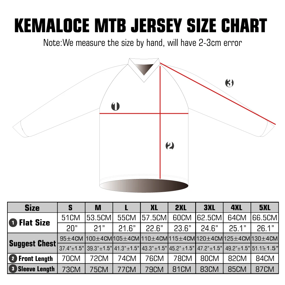 KEMALOCE Motocross Jersey Men Long Sleeves Summer Breathable Cartoon Motorcycle Jersey Loose Offroad BMX DH Downhill Clothing