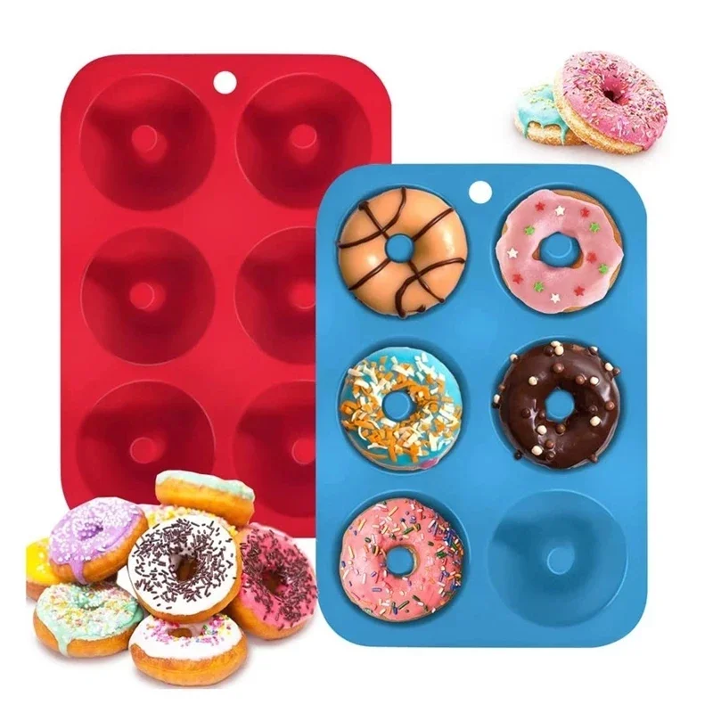 6 Holes Silicone Donut Mold Baking Pan Non-Stick Baking Pastry Chocolate Cake Dessert DIY Decoration Tools Bagels Muffins Donuts