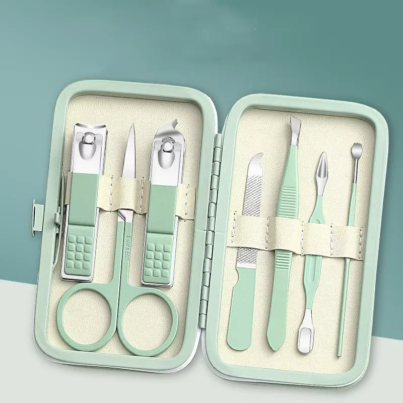 

Stainless steel nail clipper set, nail file, ear digging, eyebrow cutting, steel push nail trimming, nail clipper tools