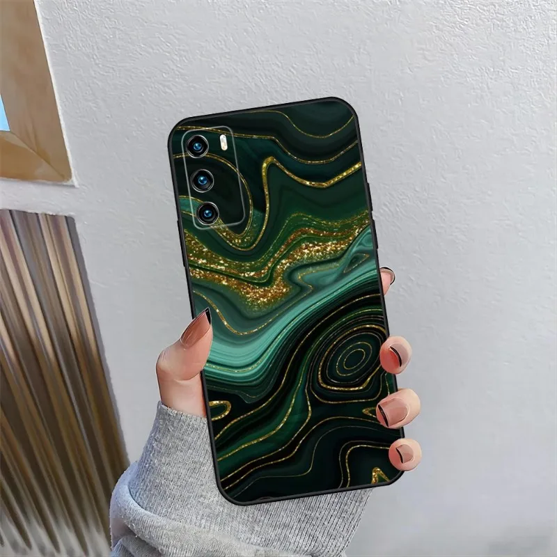 Jade Stone Marble Phone Case For Honor 30 50 10 20 I Pro S Se V 20 30 40 10 8 9 Play X10 Max X 20 30 I Funda Shell Cover