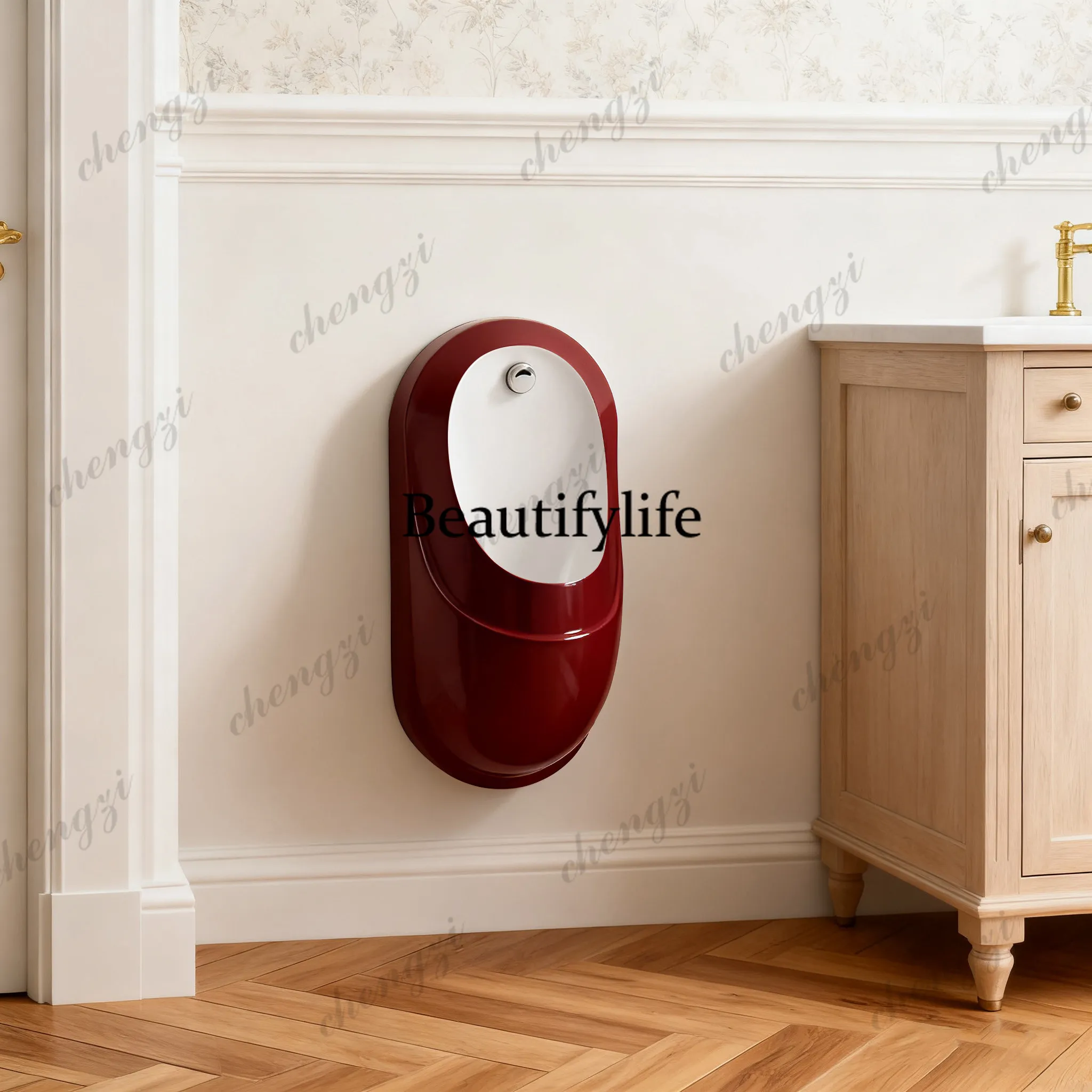 French retro style wall-mounted induction integrated urinal men's standing urine bucket