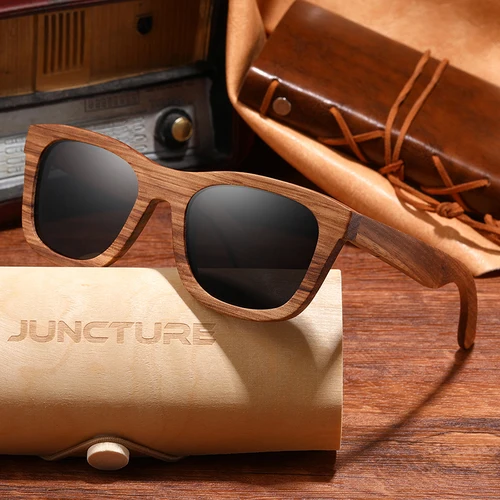 JUNCTURE, gafas de sol cuadradas Vintage de madera de bambú a la moda para hombres y mujeres, gafas de sol de diseñador de marca de lujo, gafas de sol de conducción de madera UV400