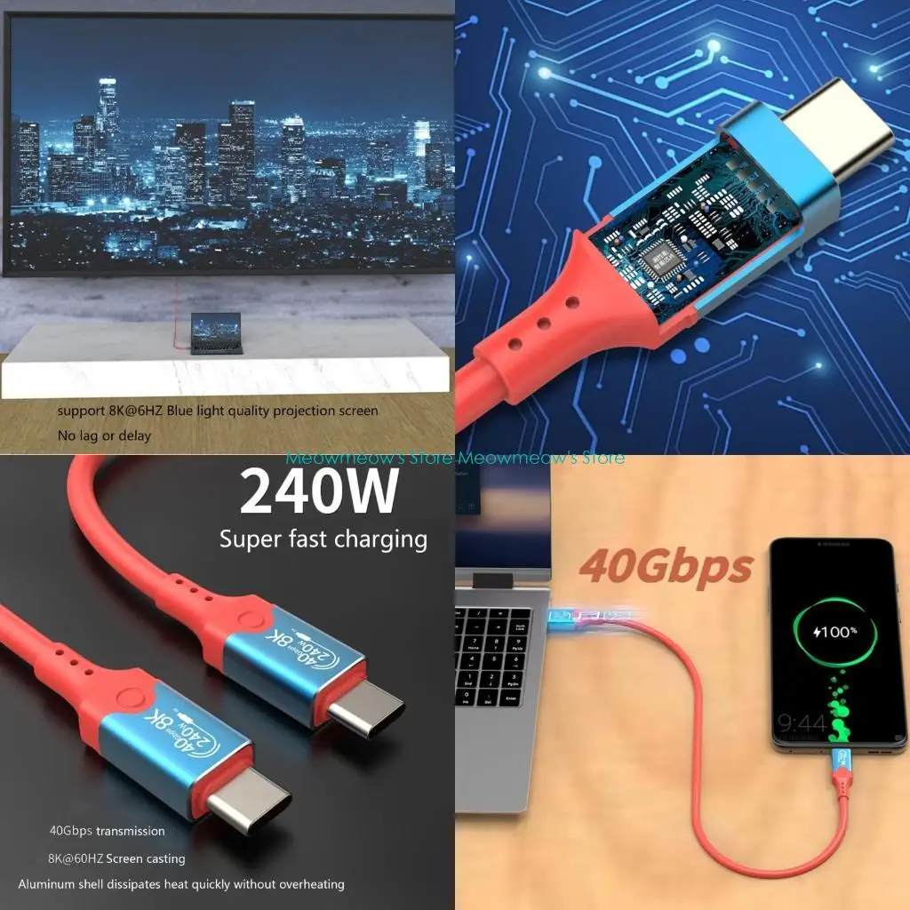 W91A Cable USB4 Extension Cable 240W 8K USB C 40GBPS Cable Cable 8K@60Hz