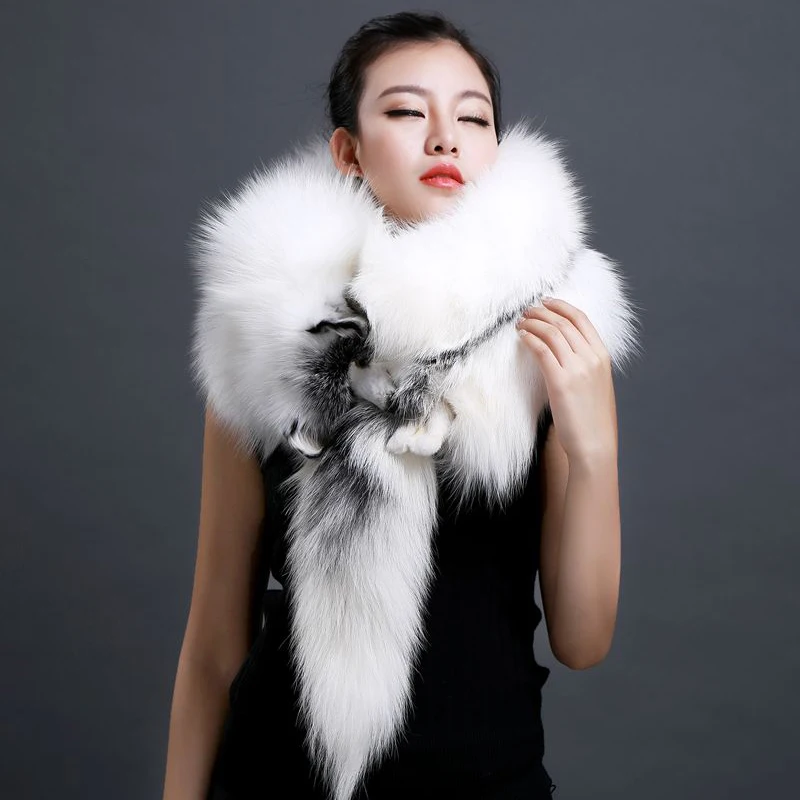 The whole real fox fur scarf thickened men and women autumn and winter fur scarf online celebrity warm silver fox fur collar