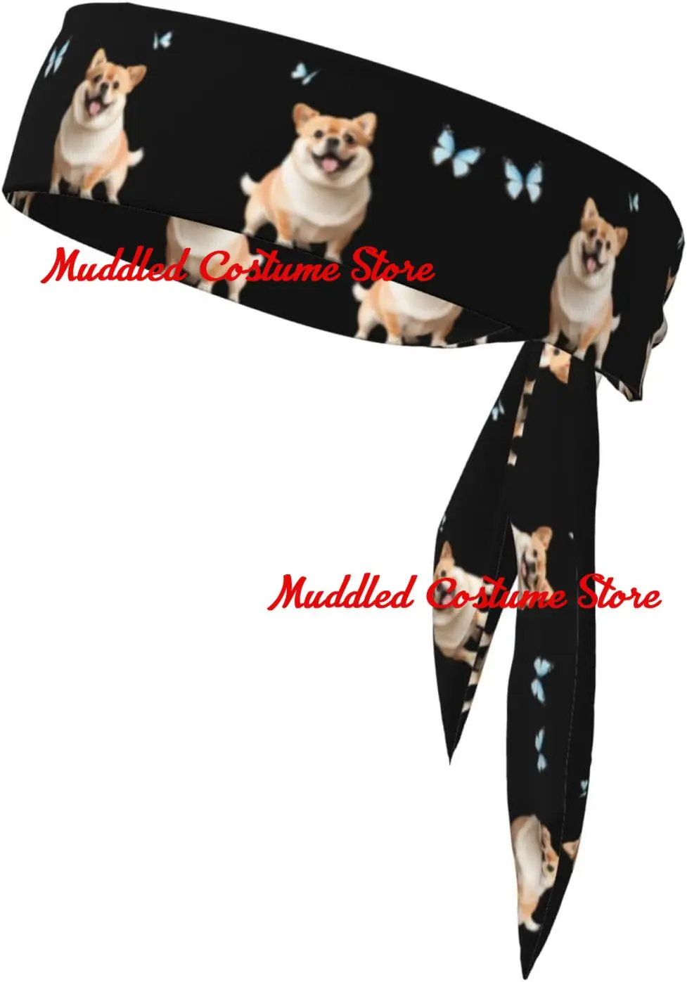 

Fat Dog and Little Butterfly Prints Sports Head Tie Headband for Men and Women Soft Breathable Moisture Wicking Athletic