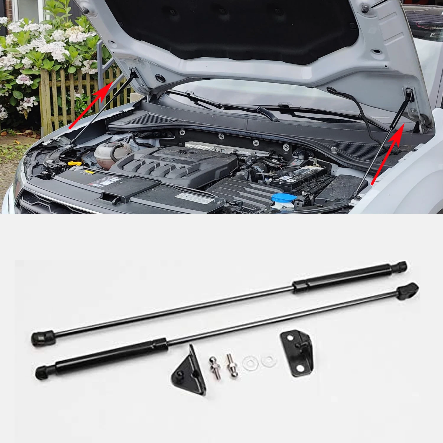 

for VW Volkswagen T-ROC 2023 2022 2021 2020 2019 2018 2017 Front Bonnet Hood Gas Struts Support Holders Stainless Steel 1 Set