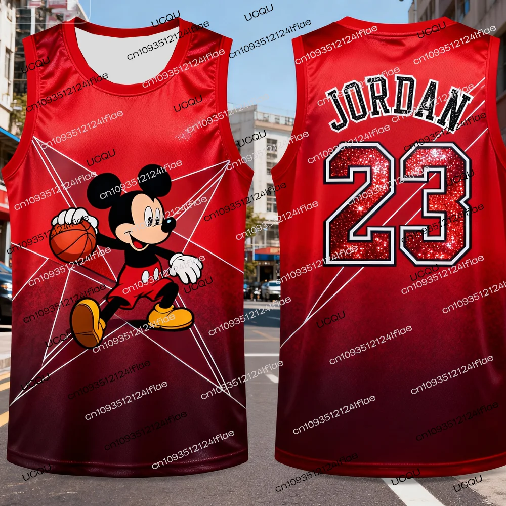 وصل حديثًا لعام 2025 سترة جيرسي لكرة السلة ميكي ماوس جوردان إصدار خاص، سترة مطبوعة برسوم كارتونية للأطفال، ملابس غير رسمية، سترة رياضية #5