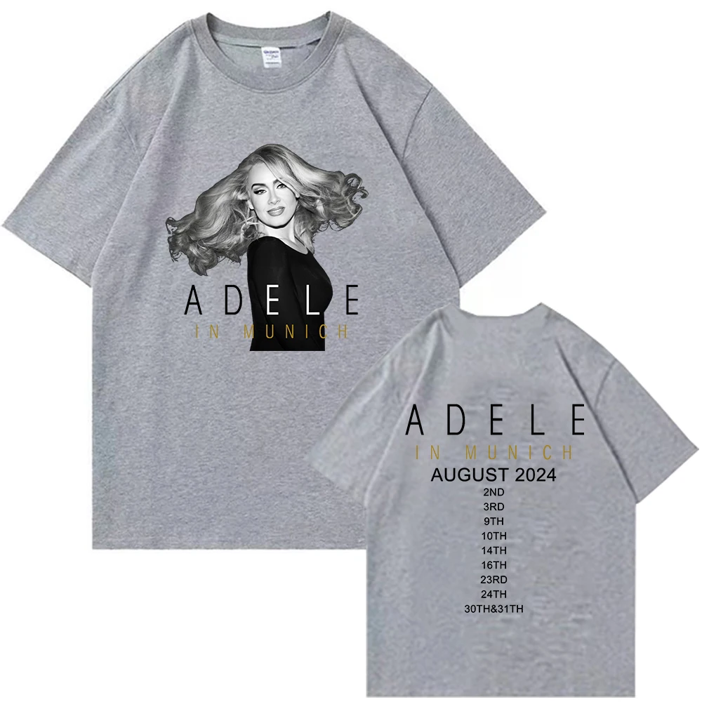 T-Shirt da donna 2024 Summer Adele Munich Tour girocollo allentata moda Casual Plus Size Fan abbigliamento camicia a maniche corte