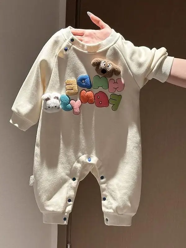 

Наряд для малышей, осенняя одежда, корейская одежда с рисунком Rer для новорожденных девочек, супер милая длинная одежда для новорожденных Harie, уличная одежда...